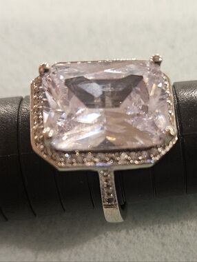 Elegant Silver Cocktail Ring with Center Stone